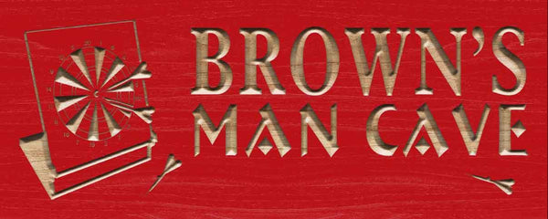 ADVPRO Name Personalized Man CAVE Dart Club Bar Est. Year Wood Engraved Wooden Sign wpc0228-tm - Red